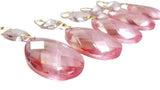 Pink Diamond Cut Teardrop Chandelier Crystals Ornaments, 38mm Tear Pack of 5 - ChandelierDesign