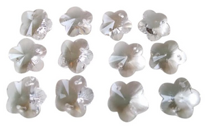 Clear Plum Blossom 14mm Chandelier Crystals, Pack of 25 Glass Flower Beads - ChandelierDesign
