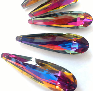 Metallic Purple Rainbow Long Teardrop Chandelier Crystals Pendants, Pack of 5 - ChandelierDesign
