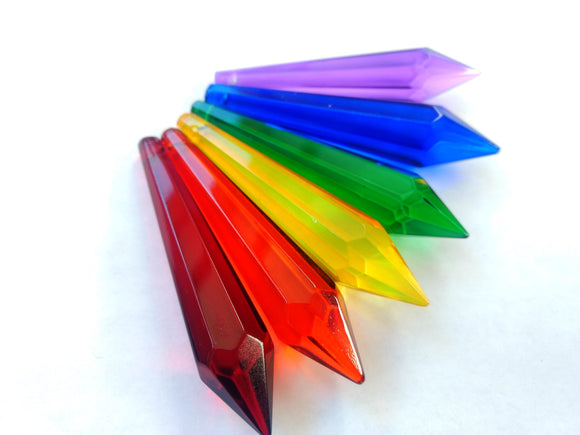 Rainbow Icicle Chandelier Crystals 80mm Pendants 6 Pack - ChandelierDesign