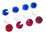 Red White and Blue 14mm Octagon Beads Chandelier Crystals 2 Holes - ChandelierDesign