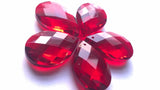 Red Diamond Cut Teardrop Chandelier Crystals, Pack of 5