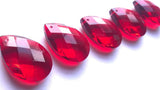 Red Diamond Cut Teardrop Chandelier Crystals, Pack of 5