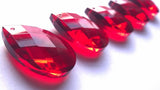 Red Diamond Cut Teardrop Chandelier Crystals, Pack of 5