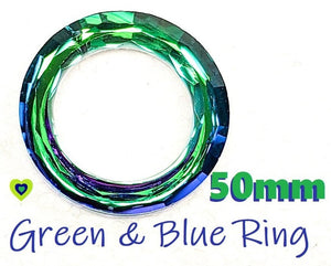 Metallic Green Blue Rainbow Ring Chandelier Crystal, 50mm Foiled Crystal - Chandelier Design