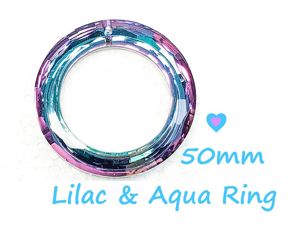 Metallic Lilac and Aqua Ring Chandelier Crystal, 50mm Foiled Crystal - Chandelier Design