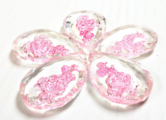 Pink Rose Teardrop Prism, 50mm Chandelier Crystals, Pack of 5 - ChandelierDesign