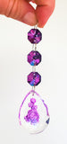 Purple Rose Teardrop Ornaments, 50mm Chandelier Crystals, Pack of 5 - ChandelierDesign
