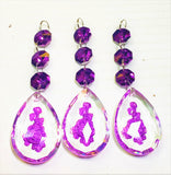 Purple Rose Teardrop Ornaments, 50mm Chandelier Crystals, Pack of 5 - ChandelierDesign