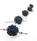 Black Chandelier Roses Pack of 5 Crystals, Shabby Chic Rose Chandelier Decoration 80B