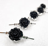 Black Chandelier Roses Pack of 5 Crystals, Shabby Chic Rose Chandelier Decoration 80B