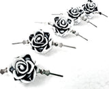 Black and White Chandelier Roses Pack of 5 Crystals, Shabby Chic Rose Chandelier Decoration 80D