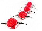 Coral Pink Chandelier Roses Pack of 5 Crystals, Shabby Chic Rose Chandelier Decoration -81M