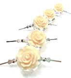 Cream Chandelier Roses Pack of 5 Crystals, Shabby Chic Rose Chandelier Decoration -80C