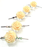 Cream Chandelier Roses Pack of 5 Crystals, Shabby Chic Rose Chandelier Decoration -80C