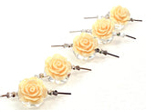 Cream Chandelier Roses Pack of 5 Crystals, Shabby Chic Rose Chandelier Decoration -80C