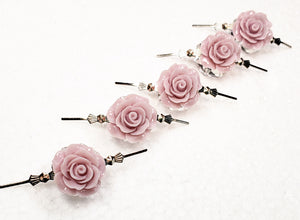 Smokey Lavender Grey Chandelier Roses Pack of 5 Crystals, Shabby Chic Rose Chandelier Decoration - 81F - Chandelier Design