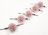 Smokey Lavender Grey Chandelier Roses Pack of 5 Crystals, Shabby Chic Rose Chandelier Decoration - 81F - Chandelier Design