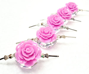 Lilac Purple Chandelier Roses Pack of 5 Crystals, Shabby Chic Rose Chandelier Decoration -80E - Chandelier Design