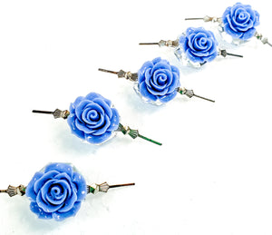 Dusty Blue Chandelier Roses Pack of 5 Crystals, Shabby Chic Rose Chandelier Decoration 81G - Chandelier Design