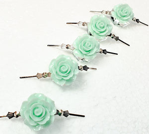 Mint Green Chandelier Roses Pack of 5 Crystals, Shabby Chic Rose Chandelier Decoration 81H - Chandelier Design