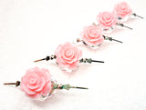 Pink Chandelier Roses Pack of 5 Crystals, Shabby Chic Rose Chandelier Decoration 82G