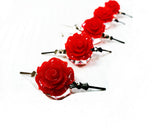 Red Chandelier Roses Pack of 5 Crystals, Shabby Chic Rose Chandelier Decoration - 82H