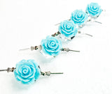 Sky  Blue Chandelier Roses Pack of 5 Crystals, Shabby Chic Rose Chandelier Decoration 81i  - Chandelier Design