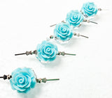 Sky  Blue Chandelier Roses Pack of 5 Crystals, Shabby Chic Rose Chandelier Decoration 81i  - Chandelier Design