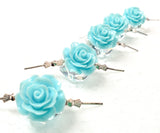 Sky  Blue Chandelier Roses Pack of 5 Crystals, Shabby Chic Rose Chandelier Decoration 81i  - Chandelier Design