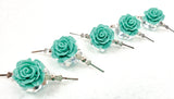 Teal Chandelier Roses Pack of 5 Crystals, Shabby Chic Rose Chandelier Decoration -81B - Chandelier Design