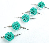 Teal Chandelier Roses Pack of 5 Crystals, Shabby Chic Rose Chandelier Decoration -81B - Chandelier Design