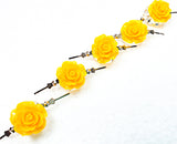 Yellow Chandelier Roses Pack of 5 Crystals, Shabby Chic Rose Chandelier Decoration -81A