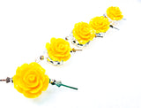 Yellow Chandelier Roses Pack of 5 Crystals, Shabby Chic Rose Chandelier Decoration -81A