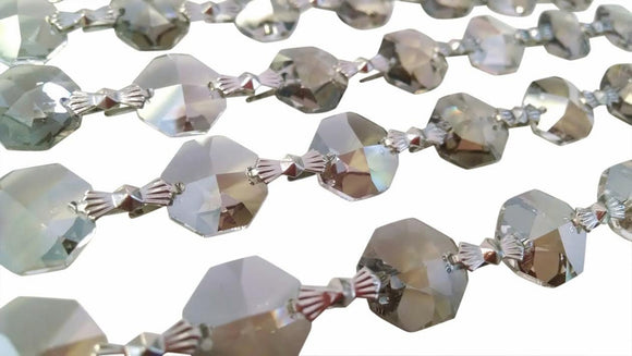 Satin Grey Chandelier Crystal Garland Yard of Prisms - Asfour Lead Crystal - ChandelierDesign