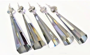 Satin Grey 76mm Drop Chandelier Crystal Ornament, Asfour Lead Crystal Prism #505, Pack of 5 - ChandelierDesign