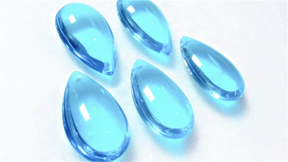 Light Aqua Smooth Teardrop Chandelier Crystals, Pack of 5 - ChandelierDesign