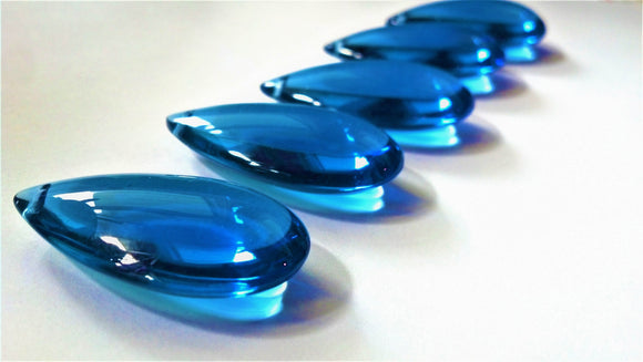 Cobalt Blue Smooth Teardrop, 38mm Chandelier Crystals, Pack of 5 - ChandelierDesign