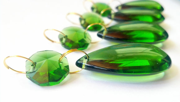 Green Smooth Teardrop 38mm Chandelier Crystals Ornament, Pack of 5 - ChandelierDesign