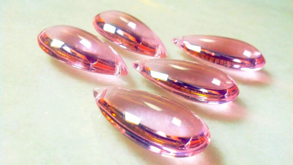 Pink Smooth Teardrops Chandelier Crystals, 38mm Pack of 5 - ChandelierDesign