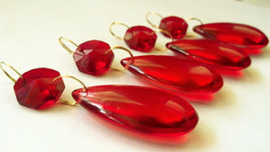 Red Smooth Teardrop 38mm Chandelier Crystals Ornament, Pack of 5 - ChandelierDesign