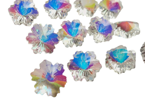 Iridescent AB Snowflake 14mm Beads Chandelier Crystals Prisms - ChandelierDesign