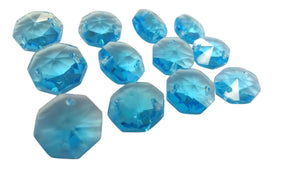 Aquamarine 14mm Octagon Beads Chandelier Crystals 2 Holes - ChandelierDesign
