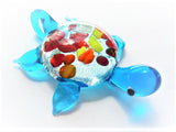 Glass Lampwork Turtle Pendants, Aqua Red Blue Green Suncatchers - ChandelierDesign