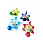 Glass Lampwork Turtle Pendants, Aqua Red Blue Green Suncatchers - ChandelierDesign