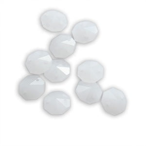 White 14mm Octagon Beads Chandelier Crystals 2 Holes - ChandelierDesign