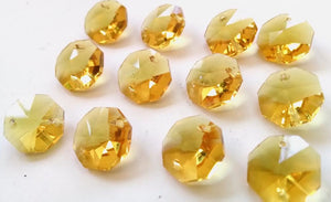 Yellow 14mm Octagon Beads Chandelier Crystals 2 Holes - ChandelierDesign