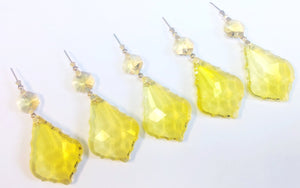 Yellow French Cut Chandelier Crystal Ornaments, Pack of 5 - ChandelierDesign