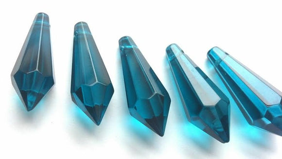 Zircon Blue Icicle Chandelier Crystals, Pack of 5 Pendants - ChandelierDesign