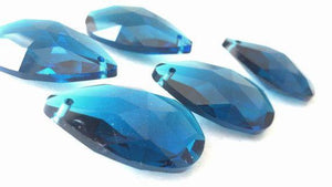 Zircon Blue Teardrop Chandelier Crystals, Pack of 5 Pendants - ChandelierDesign